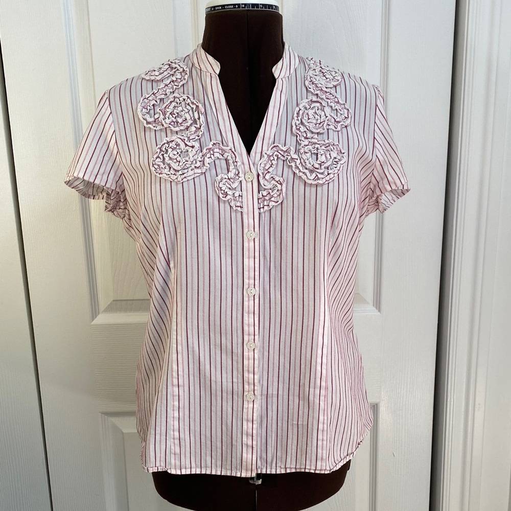 2 for $25 - Van Heusen 100% Cotton Button Down Shirt wRaised Roses, Slimming, L